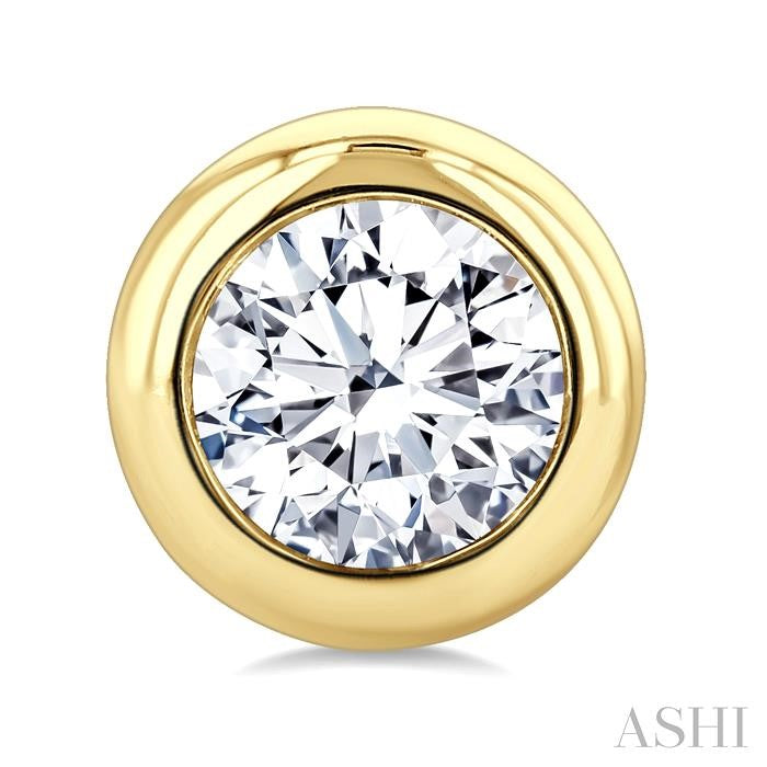ASHI Round Shape Bezel Set Diamond Stud Earrings 621L2PPFGERYG