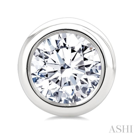 ASHI Round Shape Bezel Set Diamond Stud Earrings 621L3PPFGERWG-.65