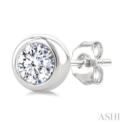 ASHI Round Shape Bezel Set Diamond Stud Earrings 621L3PPFGERWG