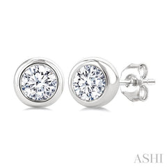 ASHI Round Shape Bezel Set Diamond Stud Earrings 621L3PPFGERWG