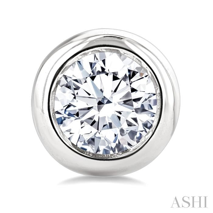 ASHI Round Shape Bezel Set Diamond Stud Earrings 621L3PPFGERWG