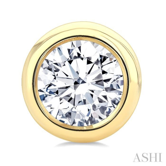 ASHI Round Shape Bezel Set Diamond Stud Earrings 621L3PPFGERYG-.65