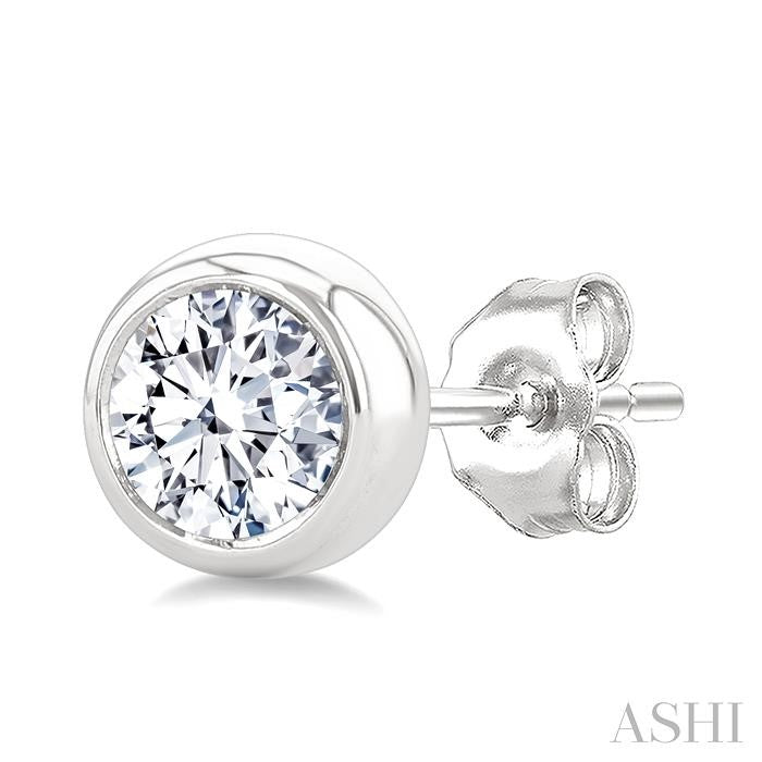 ASHI Round Shape Bezel Set Diamond Stud Earrings 621L4PPFGERWG