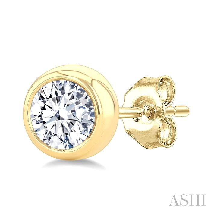 ASHI Round Shape Bezel Set Diamond Stud Earrings 621L4PPFGERYG