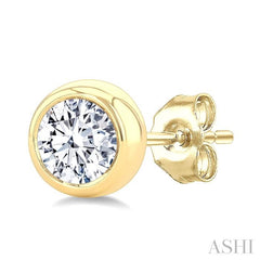 ASHI Round Shape Bezel Set Diamond Stud Earrings 621L4PPFGERYG