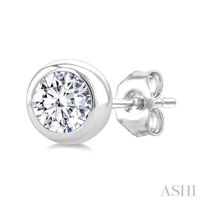 ASHI Round Shape Bezel Set Diamond Stud Earrings 621L5PPFGERWG