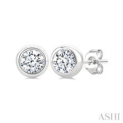 ASHI Round Shape Bezel Set Diamond Stud Earrings 621L5PPFGERWG