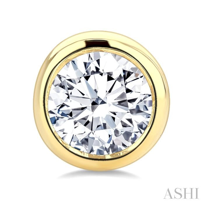 ASHI Round Shape Bezel Set Diamond Stud Earrings 621L6PPFGERYG