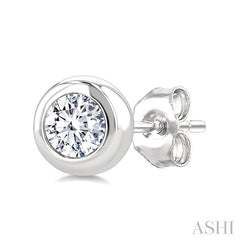 ASHI Round Shape Bezel Set Diamond Stud Earrings 621L7PPFGERWG
