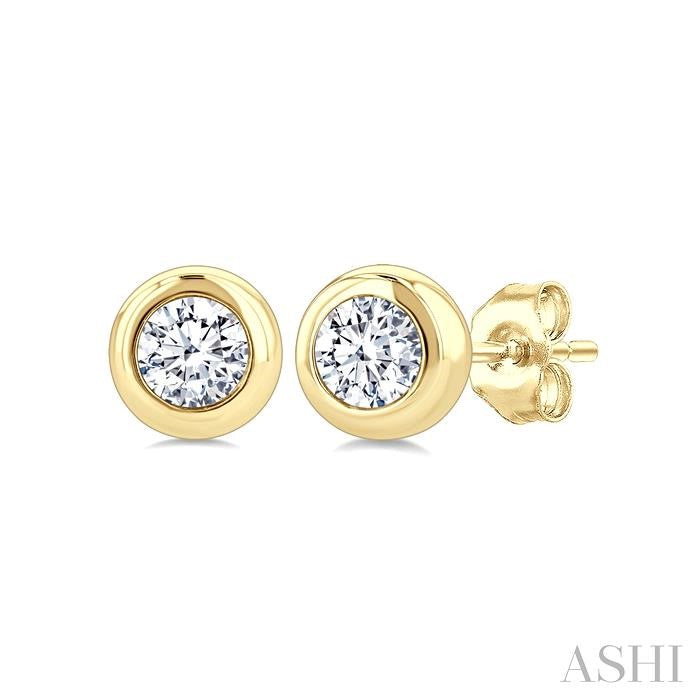 ASHI Round Shape Bezel Set Diamond Stud Earrings 621L7PPFGERYG
