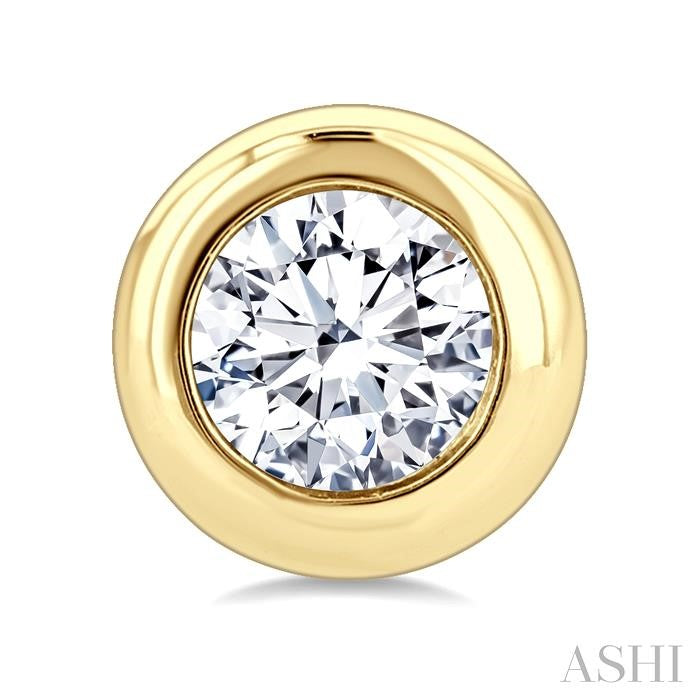 ASHI Round Shape Bezel Set Diamond Stud Earrings 621L7PPFGERYG