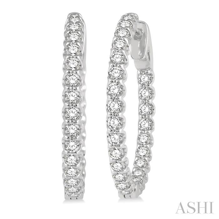 ASHI Inside-Out Diamond Round Hoop Earrings 622B0PPFHERWG-1.50