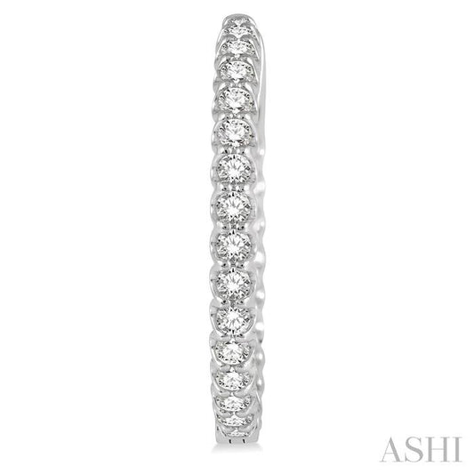 ASHI Inside-Out Diamond Round Hoop Earrings 622B0PPFHERWG-1.50