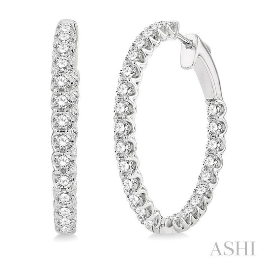 ASHI Inside-Out Diamond Round Hoop Earrings 622B0PPFHERWG-3.00