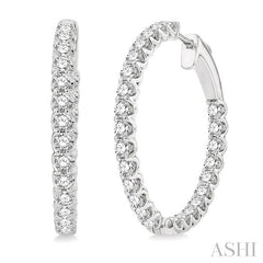 ASHI Inside-Out Diamond Round Hoop Earrings 622B0PPFHERWG-3.00