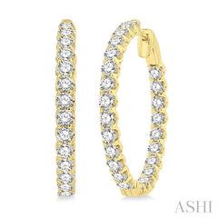 ASHI Inside-Out Diamond Round Hoop Earrings 622B0PPFHERYG-5.00