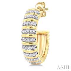 ASHI Ribbed Diamond Half Hoop Earrings 622F6PPFGERYG