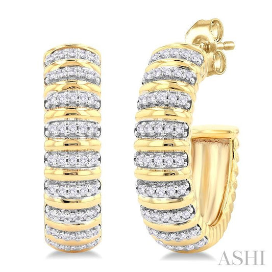 ASHI Ribbed Diamond Half Hoop Earrings 622F6PPFGERYG