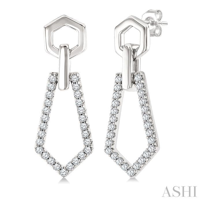 ASHI Hexagon Shape Diamond Fashion Earrings 622J5PPTGERWG-HEX