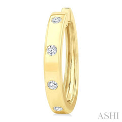 ASHI Flush Bezel Set Diamond Fashion Hoop Earrings 623F5PPFGERYG