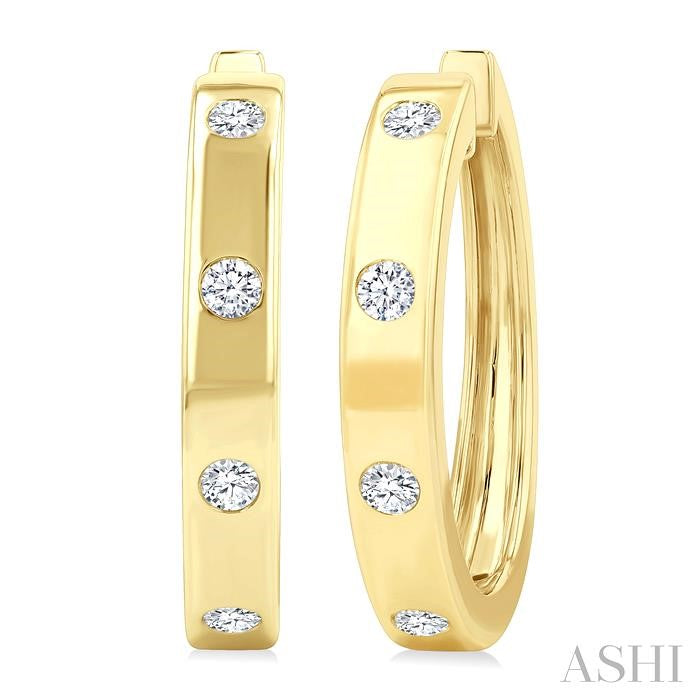 ASHI Flush Bezel Set Diamond Fashion Hoop Earrings 623F5PPFGERYG