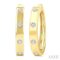 ASHI Flush Bezel Set Diamond Fashion Hoop Earrings 623F5PPFGERYG