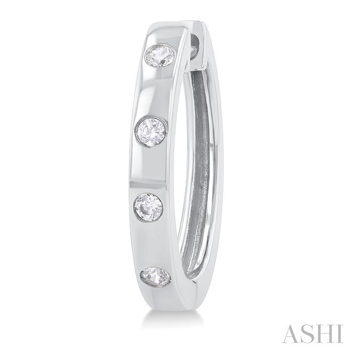 ASHI Flush Bezel Set Diamond Fashion Hoop Earrings 623F8PPTGERWG
