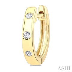 ASHI Flush Bezel Set Petite Diamond Fashion Hoop Earrings 623F8PPTGERYG-0.10