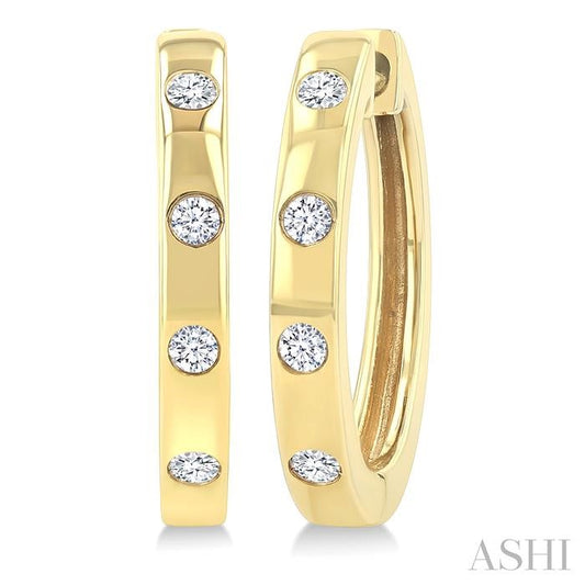 ASHI Flush Bezel Set Diamond Fashion Hoop Earrings 623F8PPTGERYG