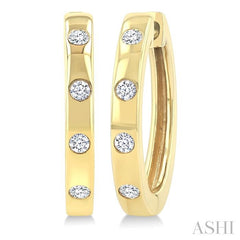 ASHI Flush Bezel Set Diamond Fashion Hoop Earrings 623F8PPTGERYG