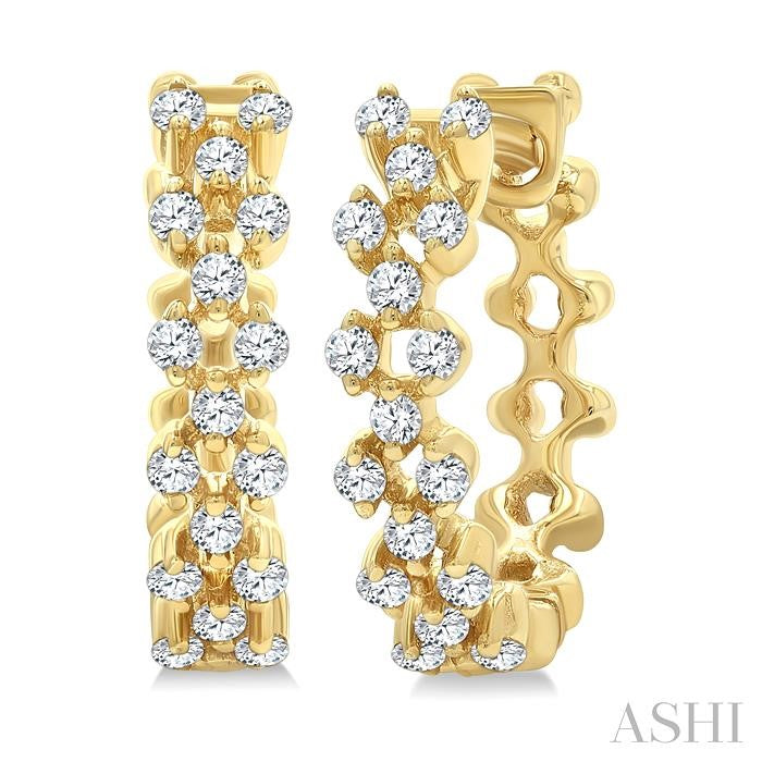 ASHI Prong Diamond Fashion Hoop Earrings 623H6PPTGERYG