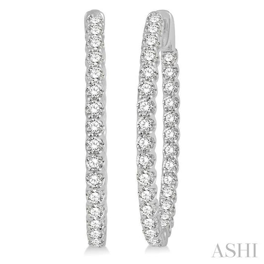 ASHI Inside-Out Diamond Oval Hoop Earrings 624B0PPFHERWG-3.00