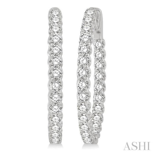 ASHI Inside-Out Diamond Oval Hoop Earrings 624B0PPFHERWG-4.00
