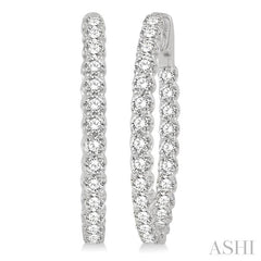 ASHI Inside-Out Diamond Oval Hoop Earrings 624B0PPFHERWG-4.00