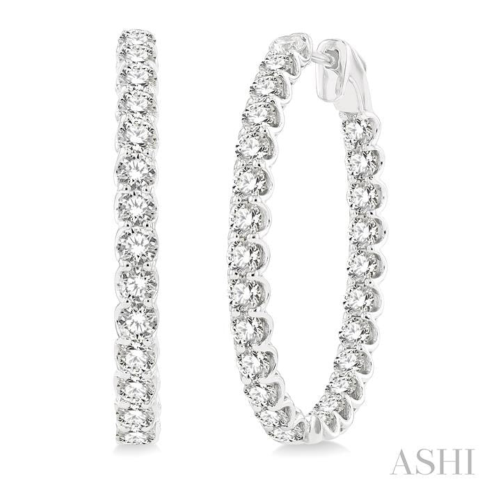 ASHI Inside-Out Diamond Oval Hoop Earrings 624B0PPFHERWG-5.00