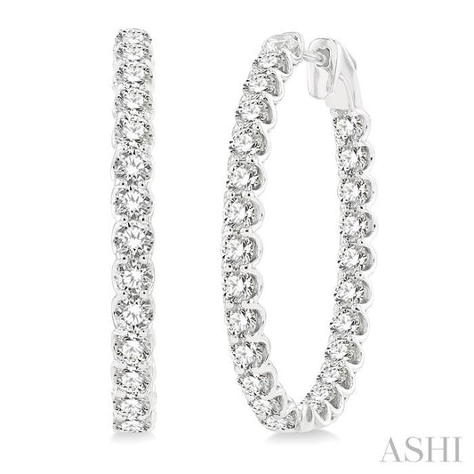 ASHI Inside-Out Diamond Oval Hoop Earrings 624B0PPFHERWG-5.00