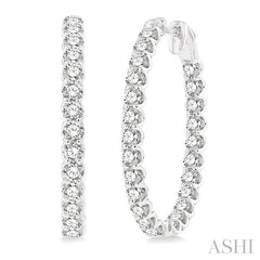 ASHI Inside-Out Diamond Oval Hoop Earrings 624B0PPFHERWG-5.00