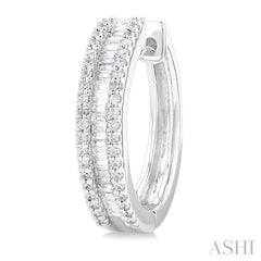 ASHI Baguette Diamond Hoop Earrings 624E3PPFHERWG