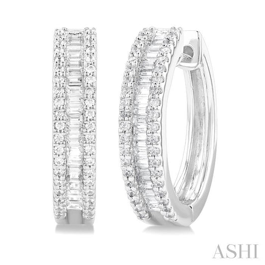 ASHI Baguette Diamond Hoop Earrings 624E3PPFHERWG