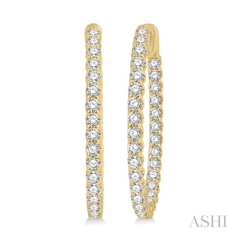 ASHI Inside-Out Diamond Oval Hoop Earrings 624B0PPFGERYG-3.00