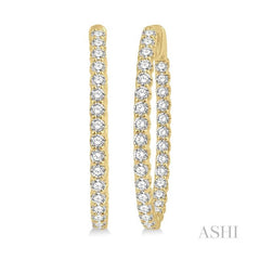ASHI Inside-Out Diamond Oval Hoop Earrings 624B0PPFGERYG-3.00