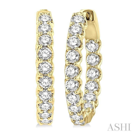 ASHI Inside-Out Diamond Hoop Earrings 625D0PPFGERYG-2.00