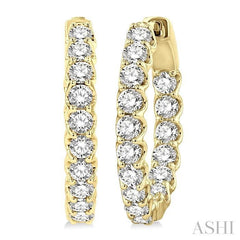 ASHI Inside-Out Diamond Hoop Earrings 625D0PPFGERYG-2.00