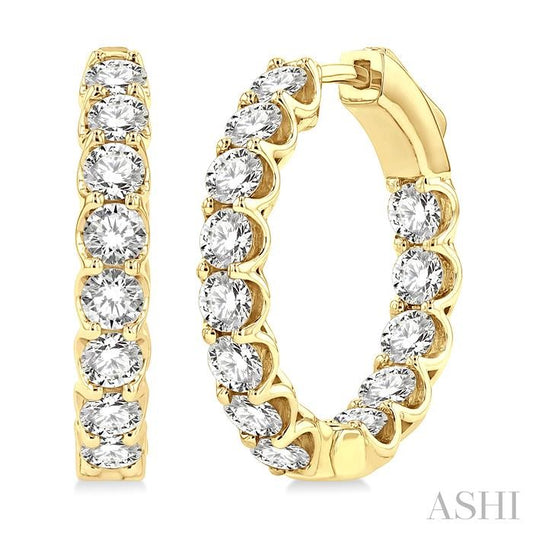 ASHI Inside-Out Diamond Hoop Earrings 625D0PPFGERYG-3.00