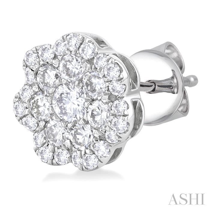 ASHI Flower Diamond Fashion Earrings 625E2PPFGERWG