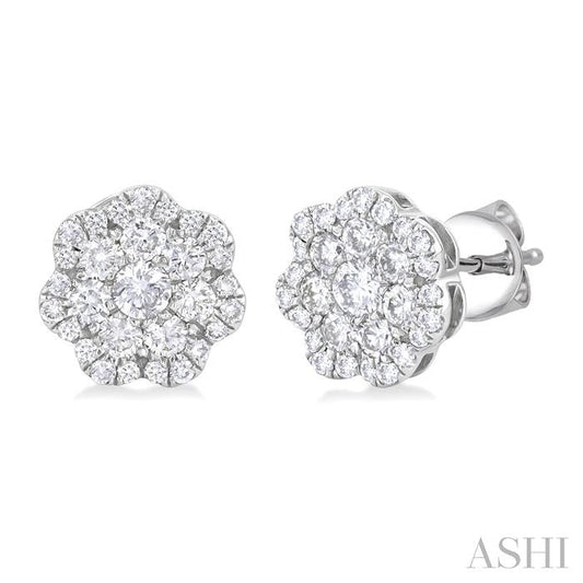 ASHI Flower Diamond Fashion Earrings 625E2PPFGERWG