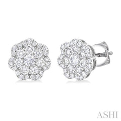 ASHI Flower Diamond Fashion Earrings 625E2PPFGERWG