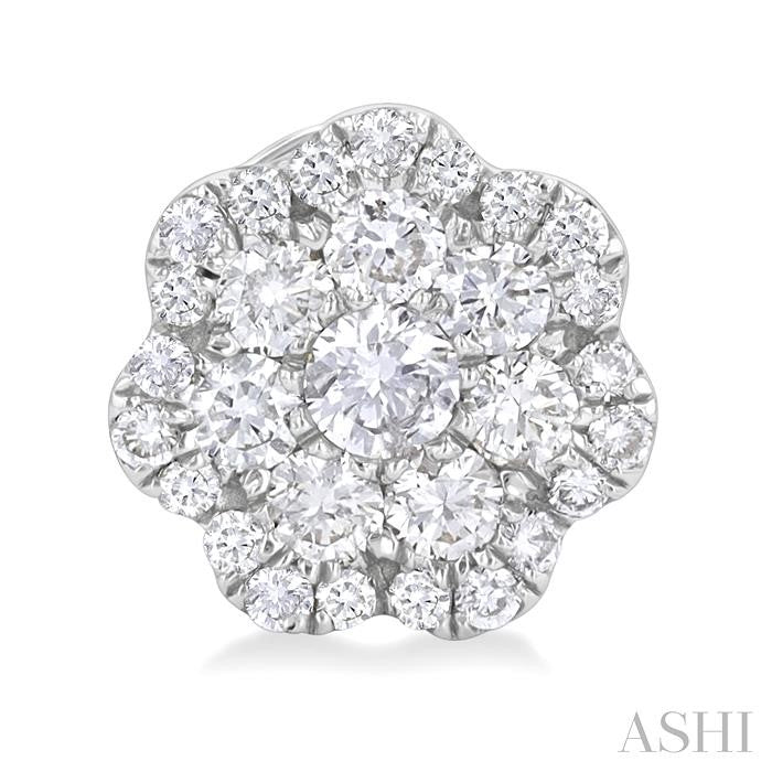 ASHI Flower Diamond Fashion Earrings 625E2PPFGERWG