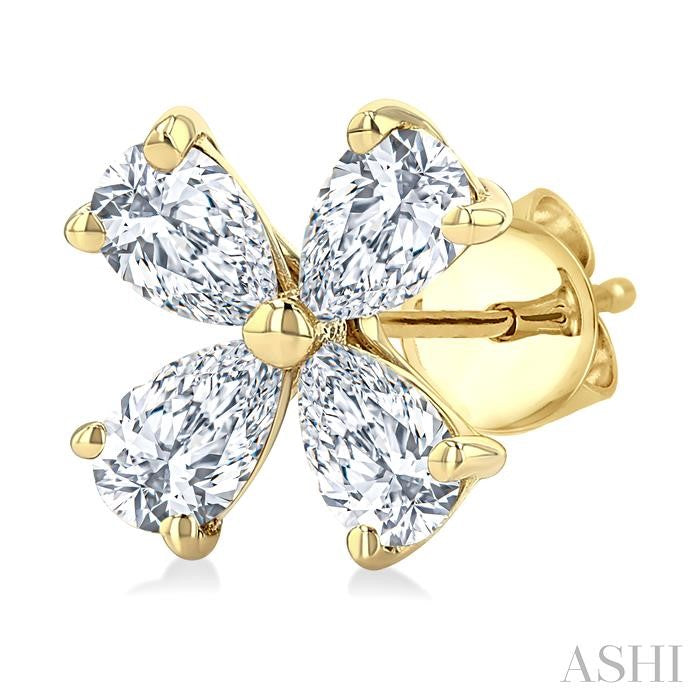 ASHI Floral Diamond Stud Earrings 625G3PPFGERYG