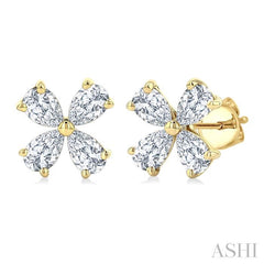 ASHI Floral Diamond Stud Earrings 625G3PPFGERYG